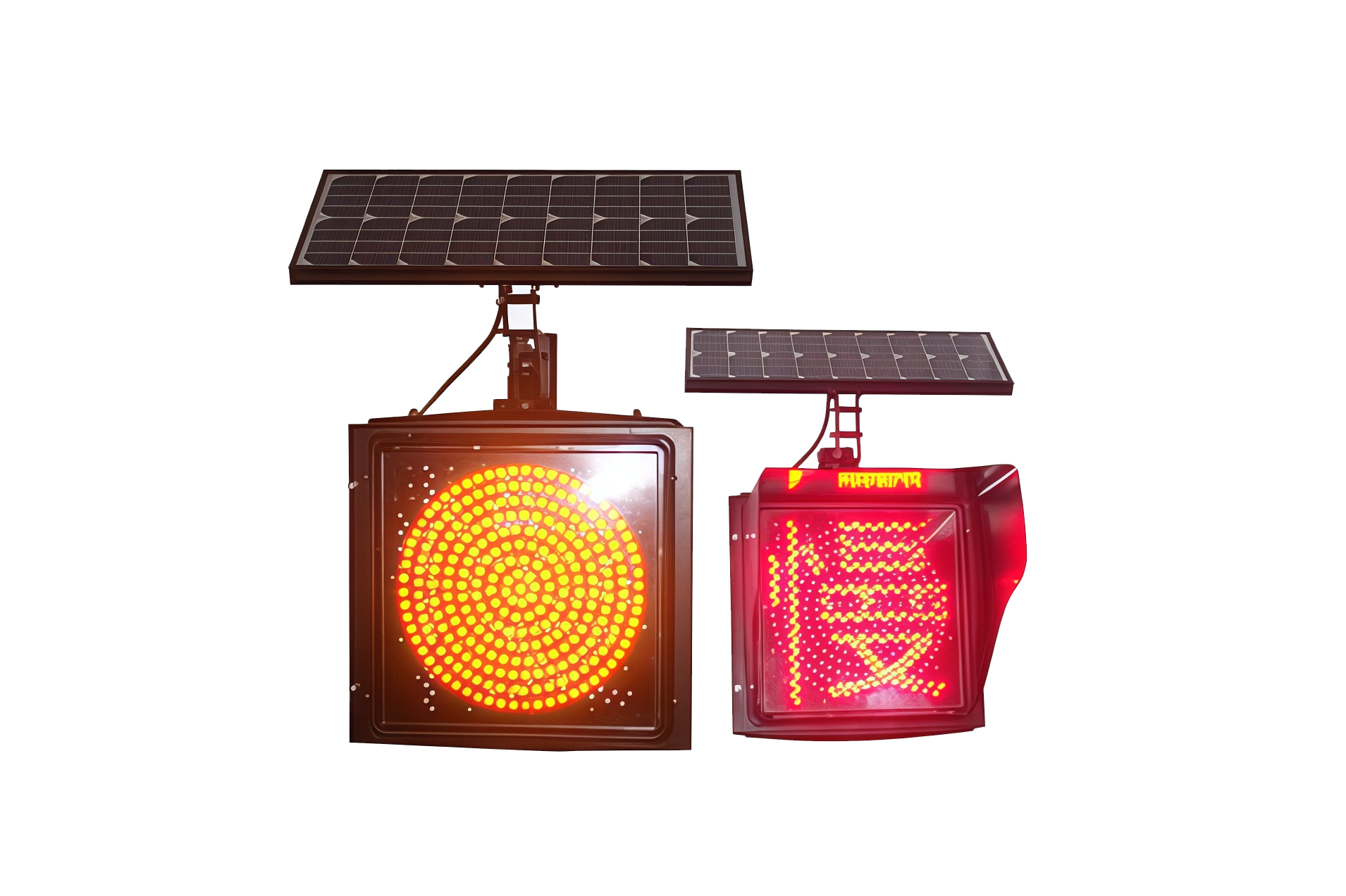 Solar Red Slow + Yellow Flashing Warning Signal Light